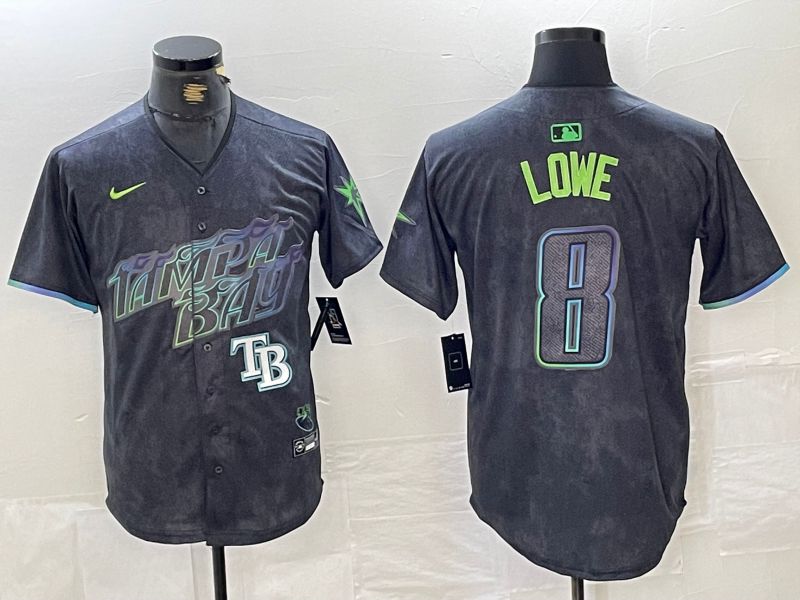 Men Tampa Bay Rays #8 Lowe Nike MLB Limited City Connect Black 2024 Jersey style 5->->MLB Jersey